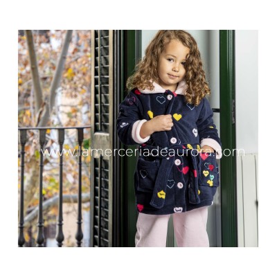 Bata infantil coralina abotonada "Corazones" 8421 de Muslher