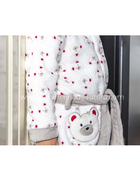 Bata infantil coralina abotonada "Ositos" 8419 de Muslher