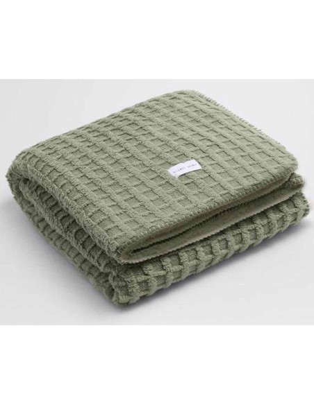 Manta "Cuadros verde" con borreguito de Ysabel Mora