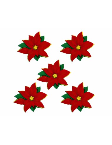 Botones decorativos Red Poinsettias (5 piezas) de Dress it up