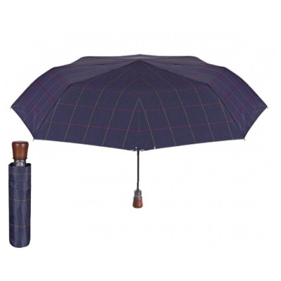 Paraguas plegable hombre mango pomo madera de Perletti