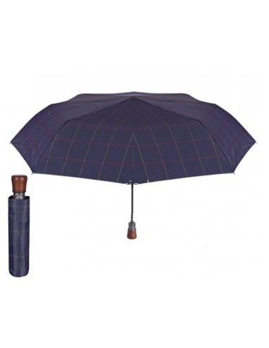 Paraguas plegable hombre mango pomo madera de...