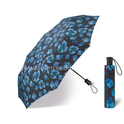 Paraguas plegable apertura automática "Flores azules...