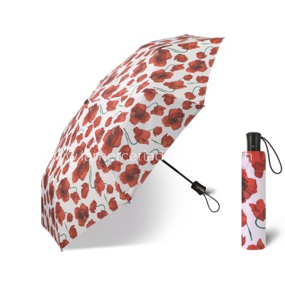 Paraguas plegable apertura automática "Flores rojas fondo...