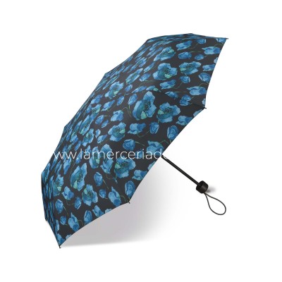 Paraguas plegable apertura manual "Flores azules fondo... 2