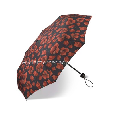 Paraguas plegable apertura manual "Flores rojas fondo... 2