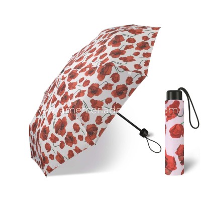 Paraguas plegable apertura manual "Flores rojas fondo...