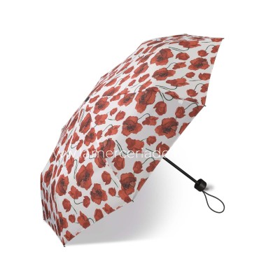 Paraguas plegable apertura manual "Flores rojas fondo... 2