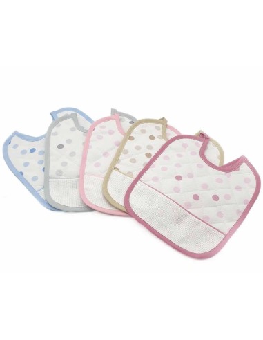 Babero piqué acolchado para bordar "Lunares" -...