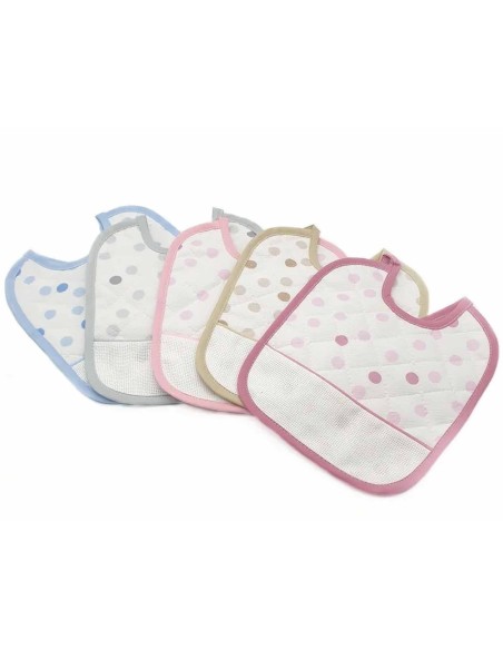 Babero piqué acolchado para bordar "Lunares" - 4 colores