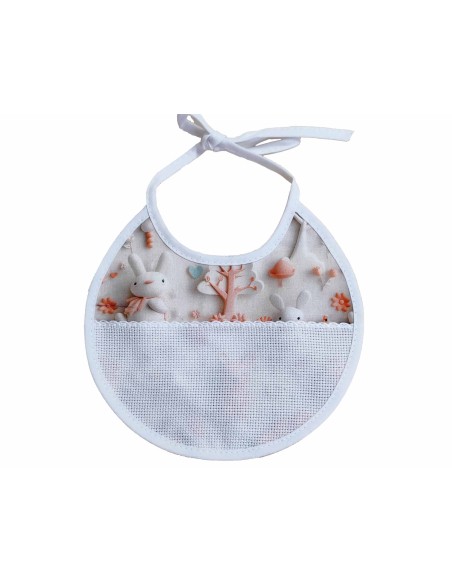 Babero redondo para bordar "Animales" de Marbet