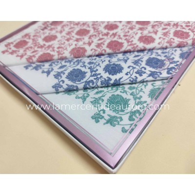 Estuche pañuelos mujer "Flores vintage" (6 uds) de Guasch 2