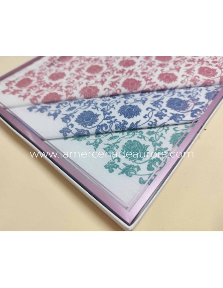Estuche pañuelos mujer "Flores vintage" (6 uds) de Guasch