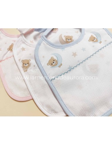 Babero para bordar "Ositos y lunas" de Marbet - DETALLE