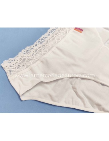 Braga bikini algodón cintura blonda 231 de Naiara - BLANCO