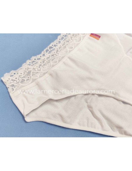 Braga bikini algodón cintura blonda 231 de Naiara - BLANCO