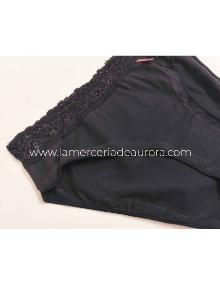 Braga bikini algodón cintura blonda 231 de Naiara - NEGRO