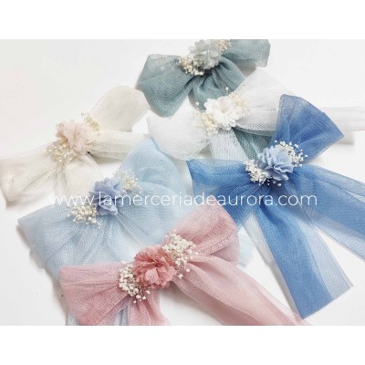 Pinza pico-pato con lazo tul y flor de Siena 2