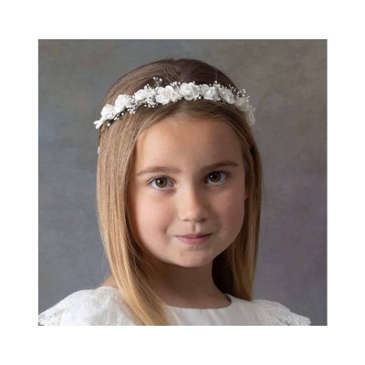 Corona rosas blancas y flor seca natural de Siena...