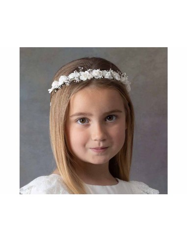 Corona rosas blancas y flor seca natural de...