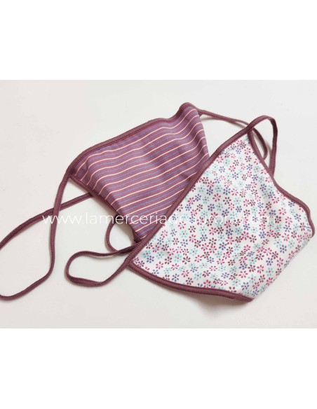 Naiara 965 - Rayas y flores uva y turquesa