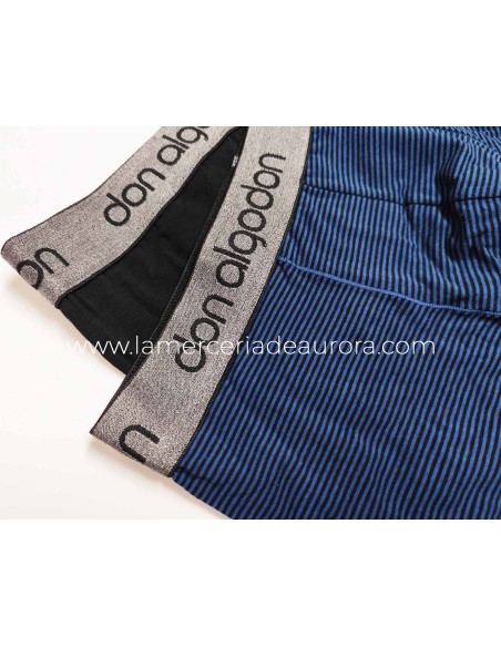 Pack bóxer PB03 - LISO NEGRO y RAYAS MARINO