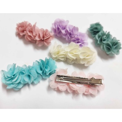 Pinza pico-pato 3 flores bambula - ROSA FRANCIA - MORADO CLARO - VERDE MAR - VERDE PASTEL - CRUDO - ROSA PASTEL 2