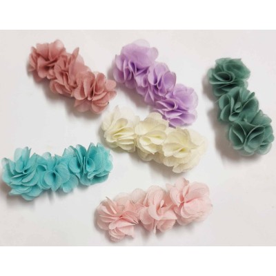 Pinza pico-pato 3 flores bambula - ROSA FRANCIA - MORADO CLARO - VERDE MAR - VERDE PASTEL - CRUDO - ROSA PASTEL