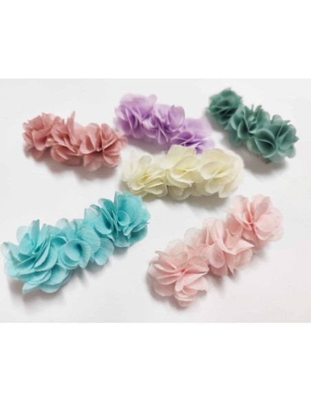 Pinza pico-pato "3 flores bambula" de Siena complementos - varios colores