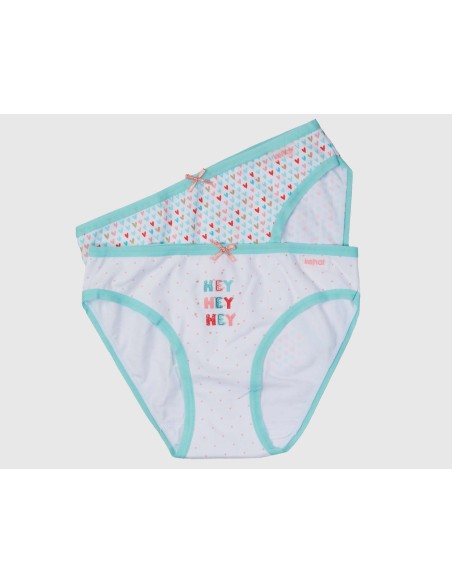 Bragas algodón niña "Hey, hey, hey" (pack 2 uds) de Kehat