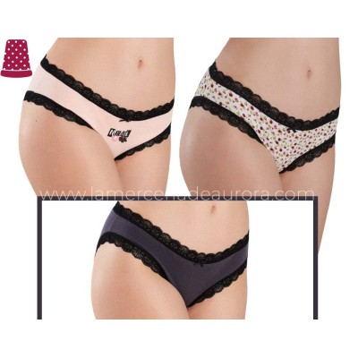 Braga mujer fantasía con blonda Nature (pack 3 uds) de Kehat