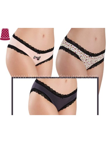 Braga mujer fantasía con blonda Nature (pack 3...