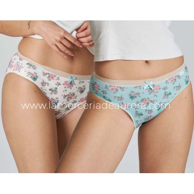 Braga midi mujer algodón Flores (pack 2 uds) de Kehat