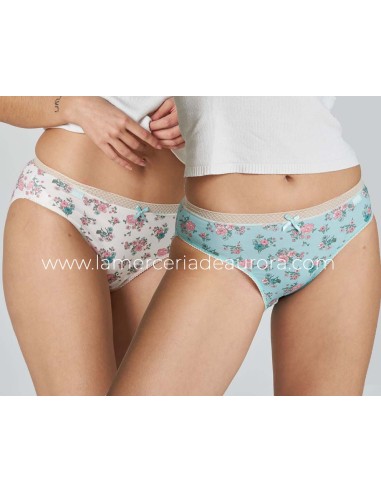 Braga midi mujer algodón Flores (pack 2 uds) de...