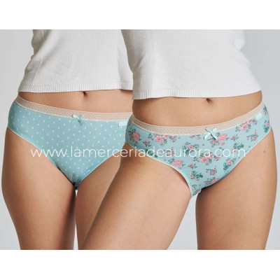 Braga midi mujer algodón Tulipanes-flores agua (pack 2...