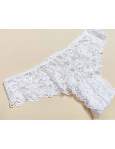 Tanga bajo blonda 140 de Naiara Premium - BLANCO