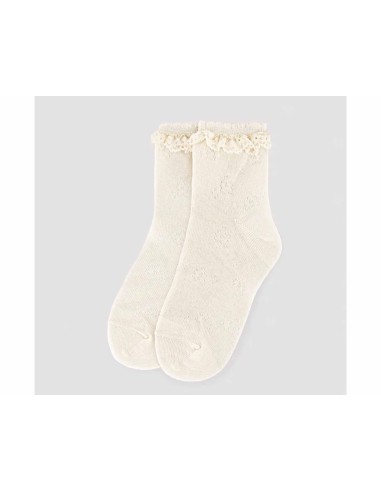 Calcetines ceremonia niña marfil "Calado y...
