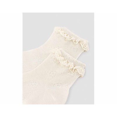 Calcetines ceremonia niña marfil "Calado y puntilla"... 2