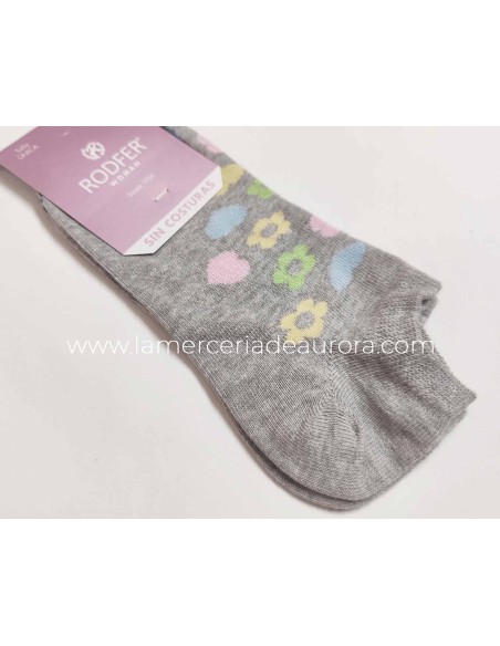 Calcetines invisibles algodón sin costuras mujer "Flores" 6019 de Rodfer