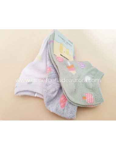 Calcetines tobilleros algodón "Helados" (pack 3...