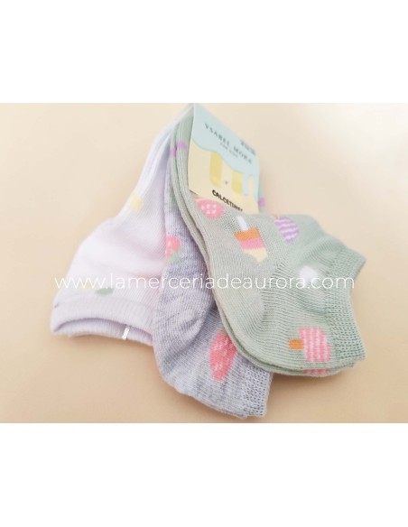 Calcetines tobilleros algodón "Helados" (pack 3 pares) 32586 de Ysabel Mora