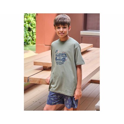 Pijama corto juvenil algodón "Discover new trail" de Muslher