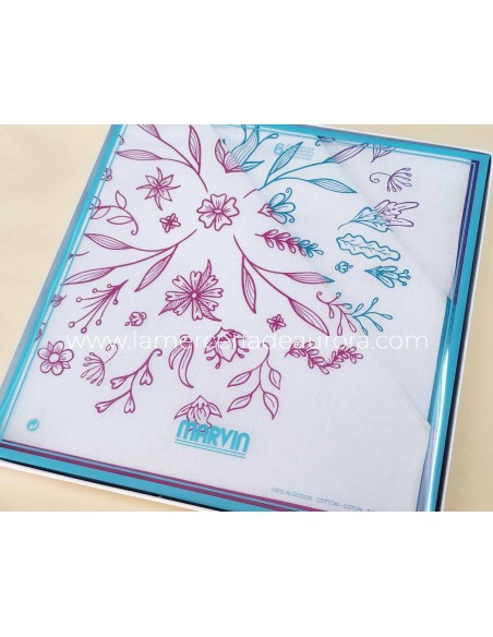 Pañuelos mujer fondo blanco (6 uds) "Primavera" de Marvin