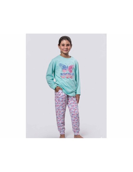 Pijama largo juvenil algodón entretiempo "Powered by the spirit" de Kinanit