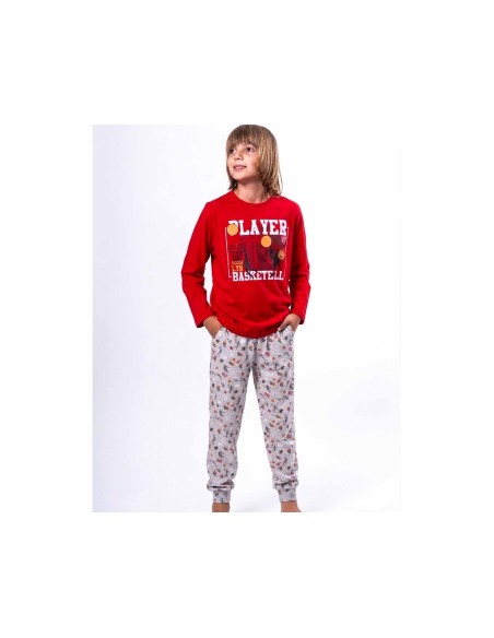 Pijama largo juvenil algodón entretiempo "Player Basketball" de Kinanit