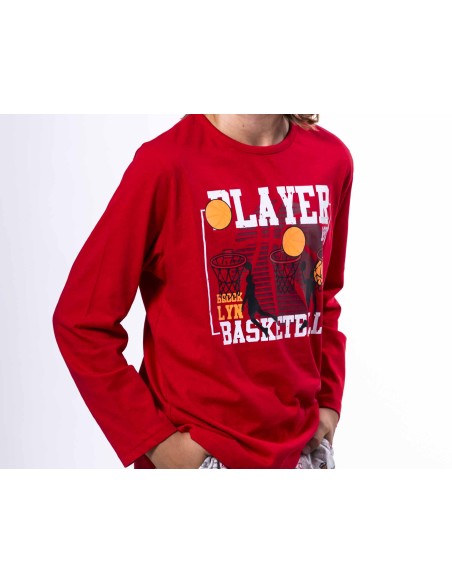 Pijama largo juvenil algodón entretiempo "Player Basketball" de Kinanit