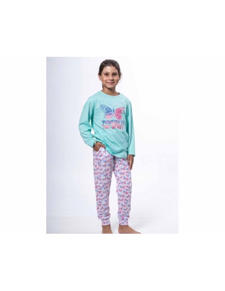 Pijama largo juvenil algodón entretiempo "Powered by the spirit" de Kinanit