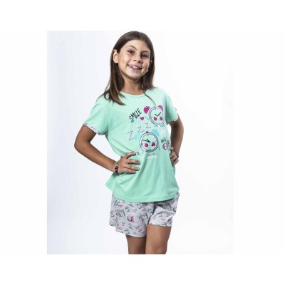 Pijama corto juvenil algodón "Smile, be happy and enjoy"...