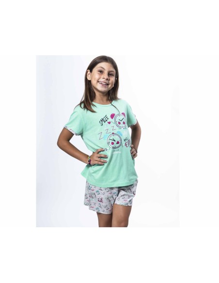 Pijama corto juvenil algodón "Smile, be happy and enjoy" de Kinanit