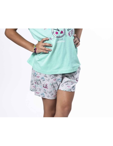 Pijama corto juvenil algodón "Smile, be happy and enjoy" de Kinanit